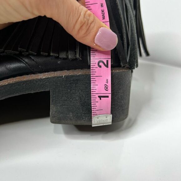 House of Harlow 1960 Black Cutler Leather Fringe Ankle Boots - Picture 8 of 12